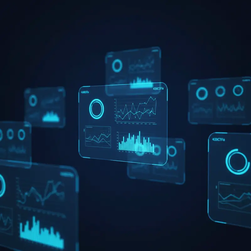 Holographic monitoring dashboards showing server security metrics